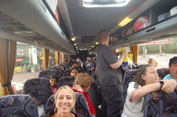 Photo of Rev Anji Barker on a tri[p to Barry Island with Weoly Castle pioneer team.